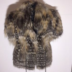 Neiman Marcus feather fox fur vest